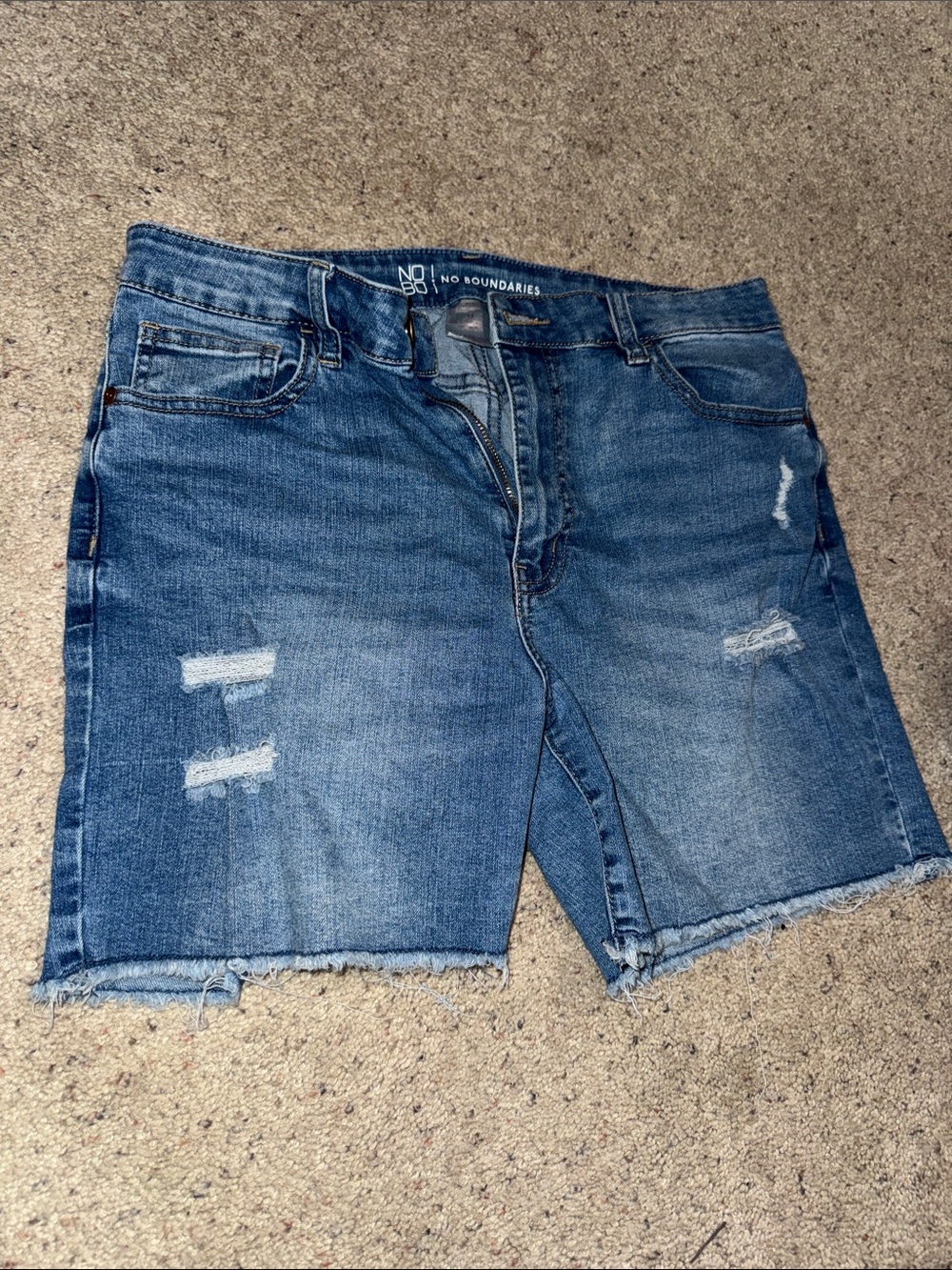 No Boundaries Men's Medium Blue Distressed Denim Jean Shorts